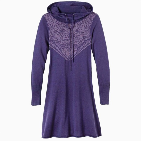 NWT prAna Coco Hooded Sweater Dress Purple Sz M - Picture 14 of 14